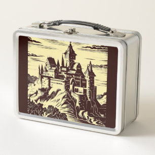 Castillo medieval de fantasía - Estilo Woodcut jap