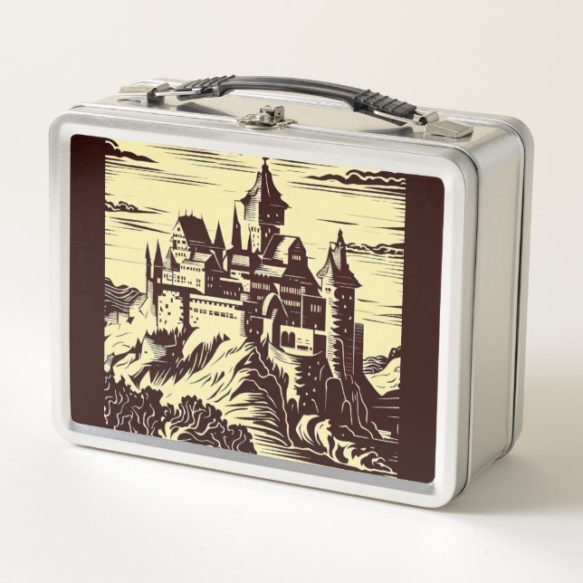 Castillo medieval de fantasía - Estilo Woodcut jap (Anverso)