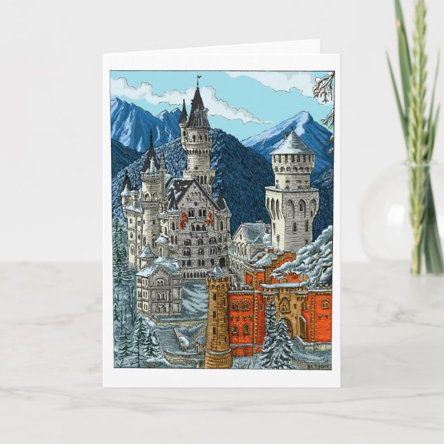 Castillo Neuschwanstein - Color - Tarjeta de felic (Anverso)