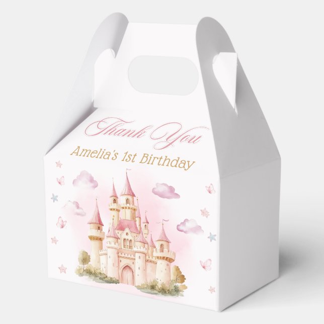 Castillo Princesa Rosa Cajas Favoritas de Cumpleañ (Anverso)