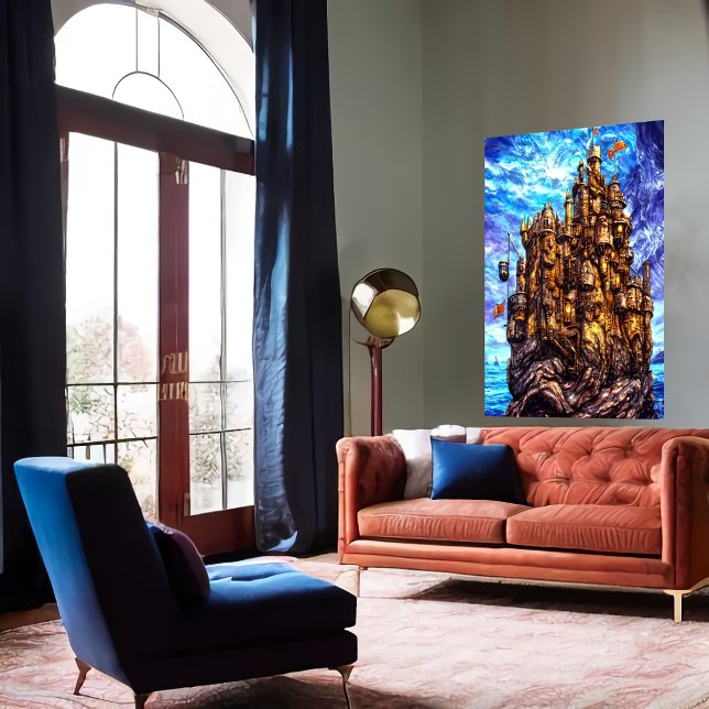 Castillo único en el mar | Poster de arte de IA (Subido por el creador)