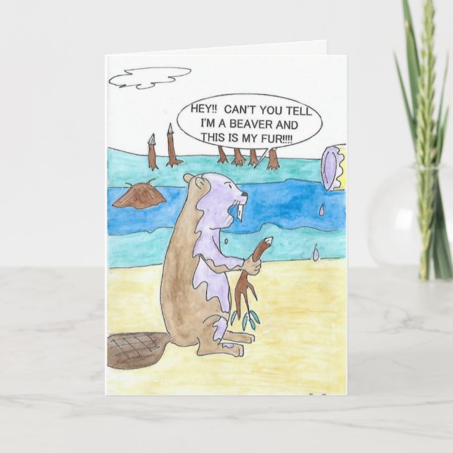 Castor contra tarjeta de cumpleaños de la pintura (Anverso)