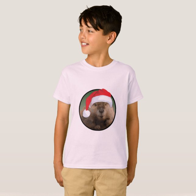 castor de navidades - Camiseta básica para niños (Anverso completo)