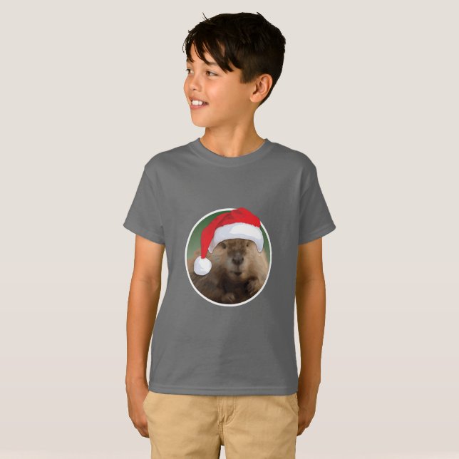 castor de navidades - Camiseta básica para niños (Anverso completo)