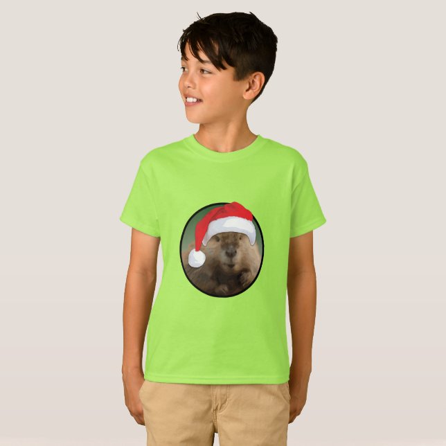 castor de navidades - Camiseta básica para niños (Anverso completo)
