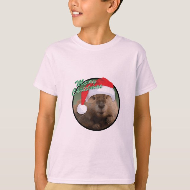castor de navidades - Camiseta básica para niños (Anverso)
