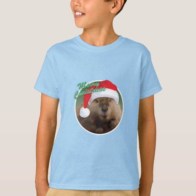 castor de navidades - Camiseta básica para niños (Anverso)