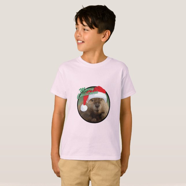 castor de navidades - Camiseta básica para niños (Anverso completo)