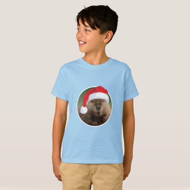 castor de navidades - Camiseta básica para niños (Anverso completo)