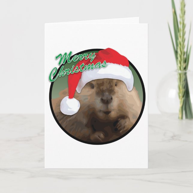 Castor del navidad - tarjeta de felicitación, (Anverso)