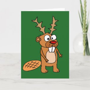 Castor divertido con arte del navidad de las astas