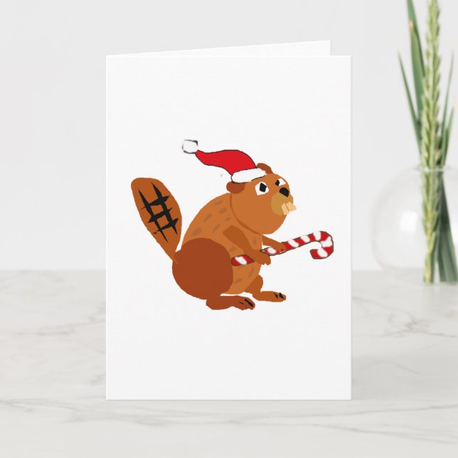 Castor divertido en arte del navidad del gorra de (Anverso)