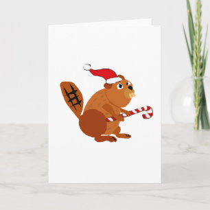 Castor divertido en arte del navidad del gorra de