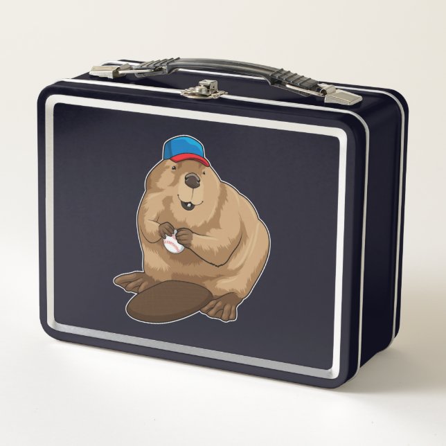 Castor en béisbol con pelota de béisbol (Anverso)