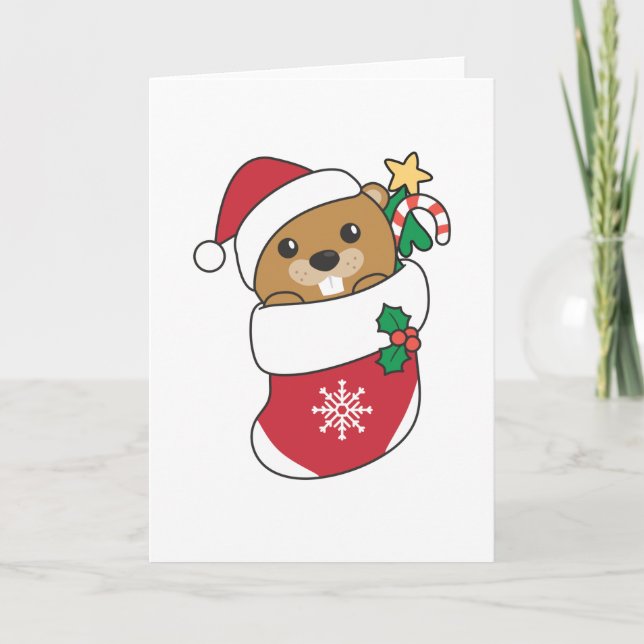 Castor Navidad Nieve Invierno Animales Castor (Anverso)