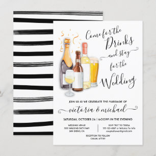 Casual Boda Ven por las bebidas Invitación