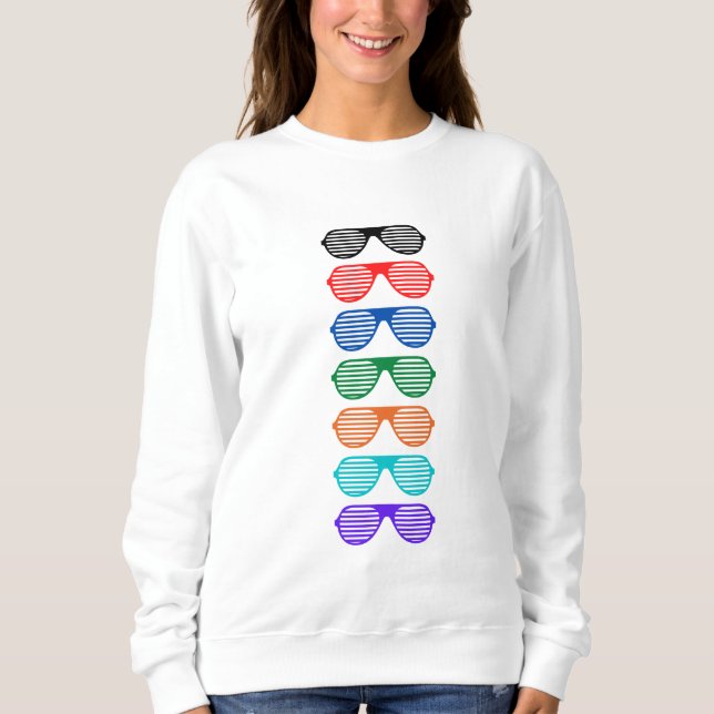 Casual Dark Colorful Glasses Sudadera de Mujeres (Anverso)