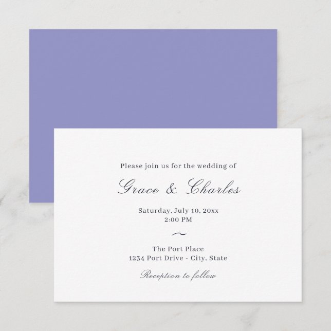 Casual Elegant Lavender Invitación Boda (Anverso / Reverso)