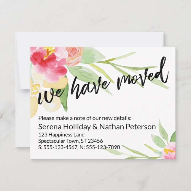 Casual Hand Hemos Movido La Tarjeta De Flores De A (Anverso)