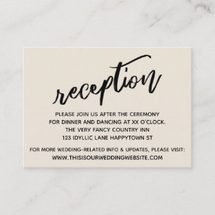 Casual Handwriting Cream Wedding Recepción