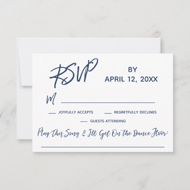 Casual Handwriting Wedding RSVP con solicitud de c (Anverso)