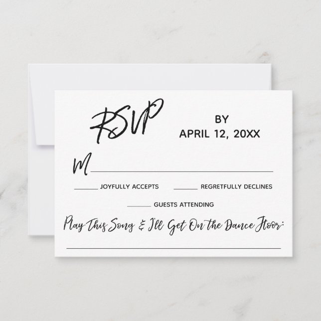 Casual Handwriting Wedding RSVP con solicitud de c (Anverso)