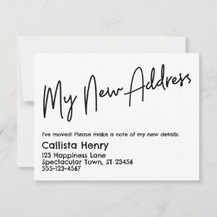 Casual Mi nueva dirección Invitación en blanco y n
