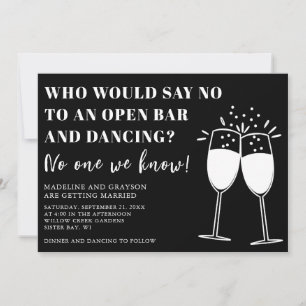 Casual Open Bar Funny Invitación a la Boda de Bail