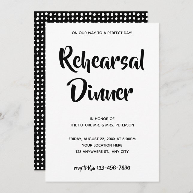 Casual Script| Invitación a la cena de ensayo (Anverso / Reverso)