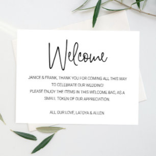 Casual Script Names Welcome Boda Gift Cesta