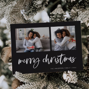 Casual Script Two Photo Grid Feliz Navidad