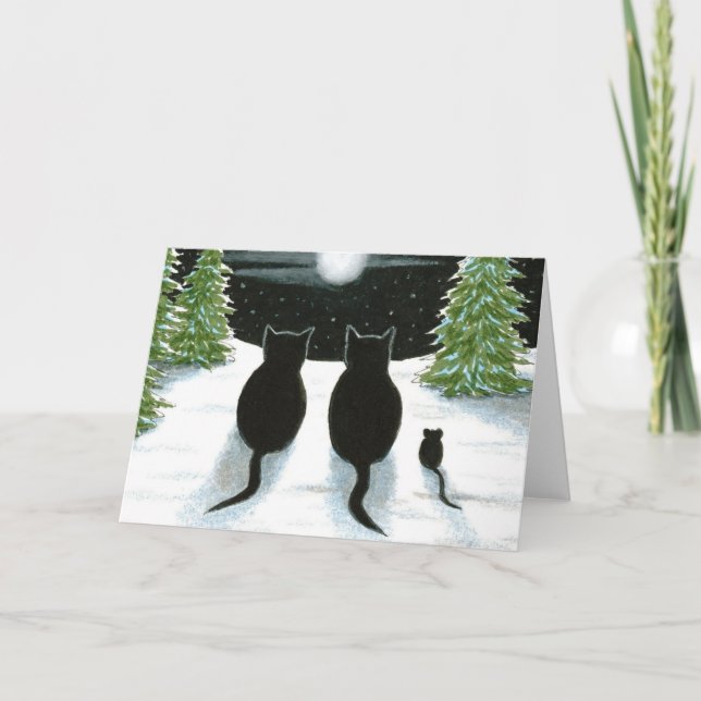 Cat 429 con ratón viendo la tarjeta de felicitació (Anverso)