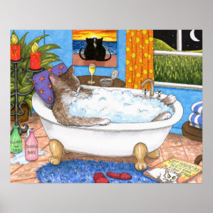 Cat 567 Funny baño arte
