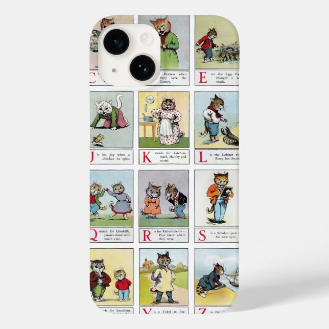 Cat Alphabet, Estuche Louis Wain para iPhone Funda (Reverso )