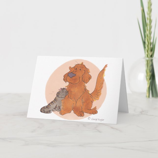 Cat and Golden Retriever / Tarjeta de agradecimien (Anverso)