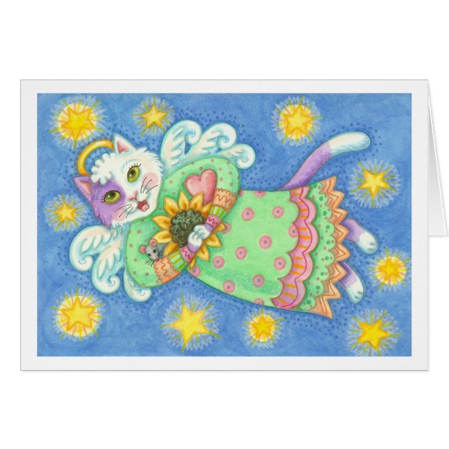 CAT ANGEL & FAVORITE THINS NOTE CARD *Gracias (Anverso (Horizontal))