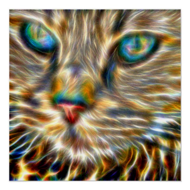 Cat Art 20" x 20", papel Poster (semibrillante) (Anverso)