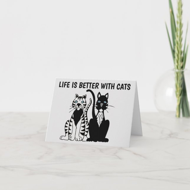 CAT ART, LA VIDA ES MEJOR CON GATOS, TARJETAS DE N (Anverso)