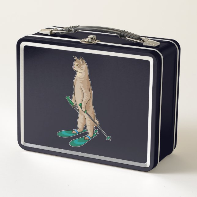 Cat as Skier with Ski & Ski poles (Anverso)