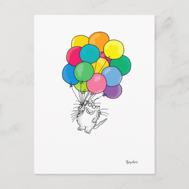 CAT CON postal de BALLOONS por Sandra Boynton (Anverso)