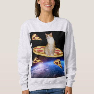 CAT CORRIENDO UNA PIZZA EN Camisetas graciosas del