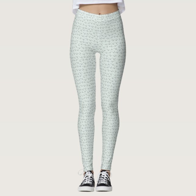 Cat Doodle Leggings – Sage Green (Anverso)