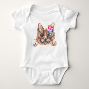 Cat Drawing Jersey Bodysuit