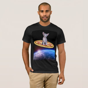 CAT en PIZZA IN SPACE camisetas graciosas