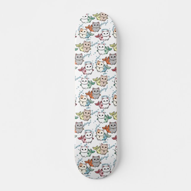 Cat Fish Illustration Skateboard (Anverso )