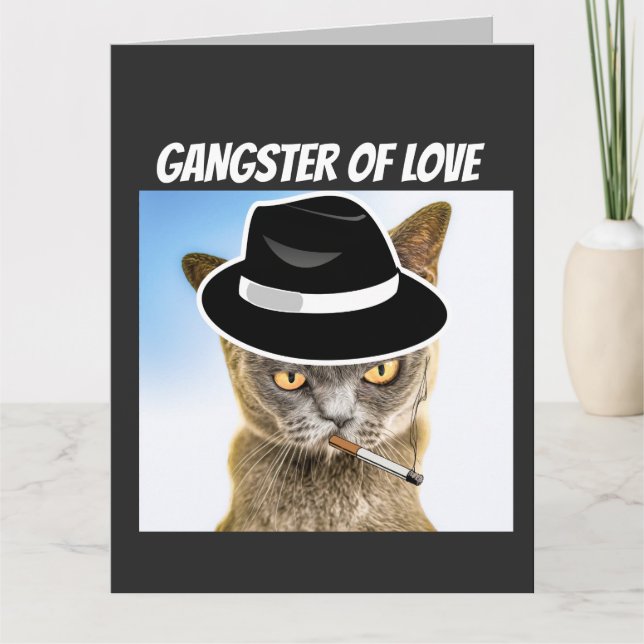 CAT GANGSTER BIRTHDAY SOBRESIZADO Tarjeta de felic (Anverso)