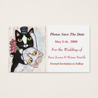 Cat Groom & Bride Guardar la tarjeta de Boda de fe