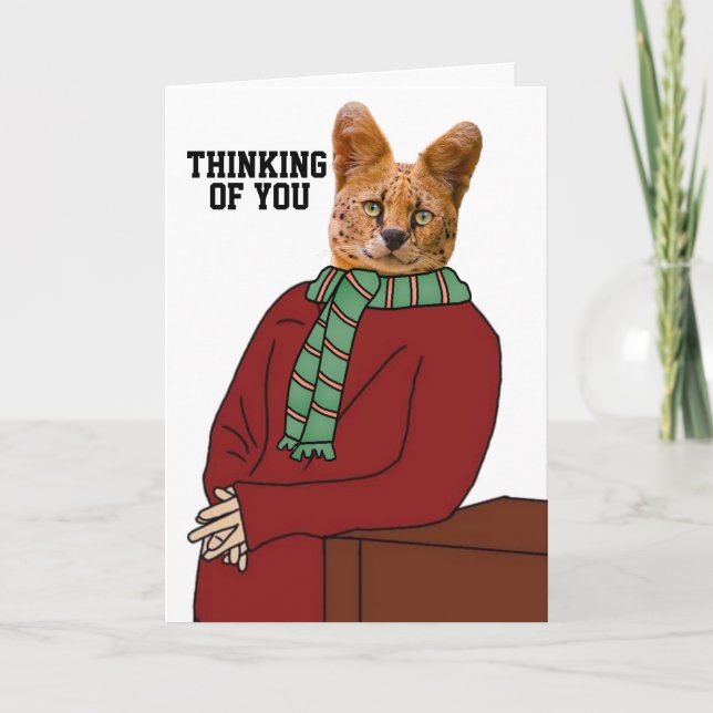 CAT IN SWEATER FUNNY PENSAR EN TU TARJETA (Anverso)