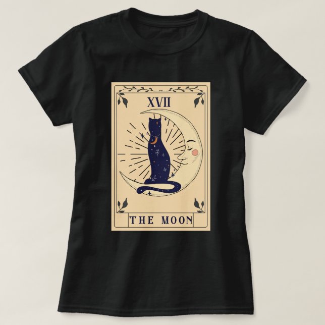 Cat In The Moon Tarot Camiseta Relajada (Diseño del anverso)