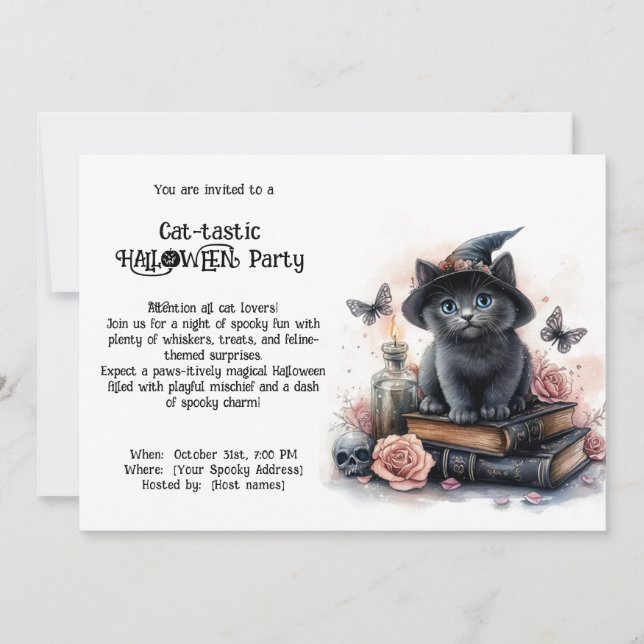 😺 Cat - Invitación a la fiesta de HALLOWEEN (Anverso)